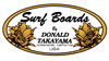 Surfboards by Donald Takayama logo and illustration. Collaboration Cher Pendarvis and Thomas Threinen 